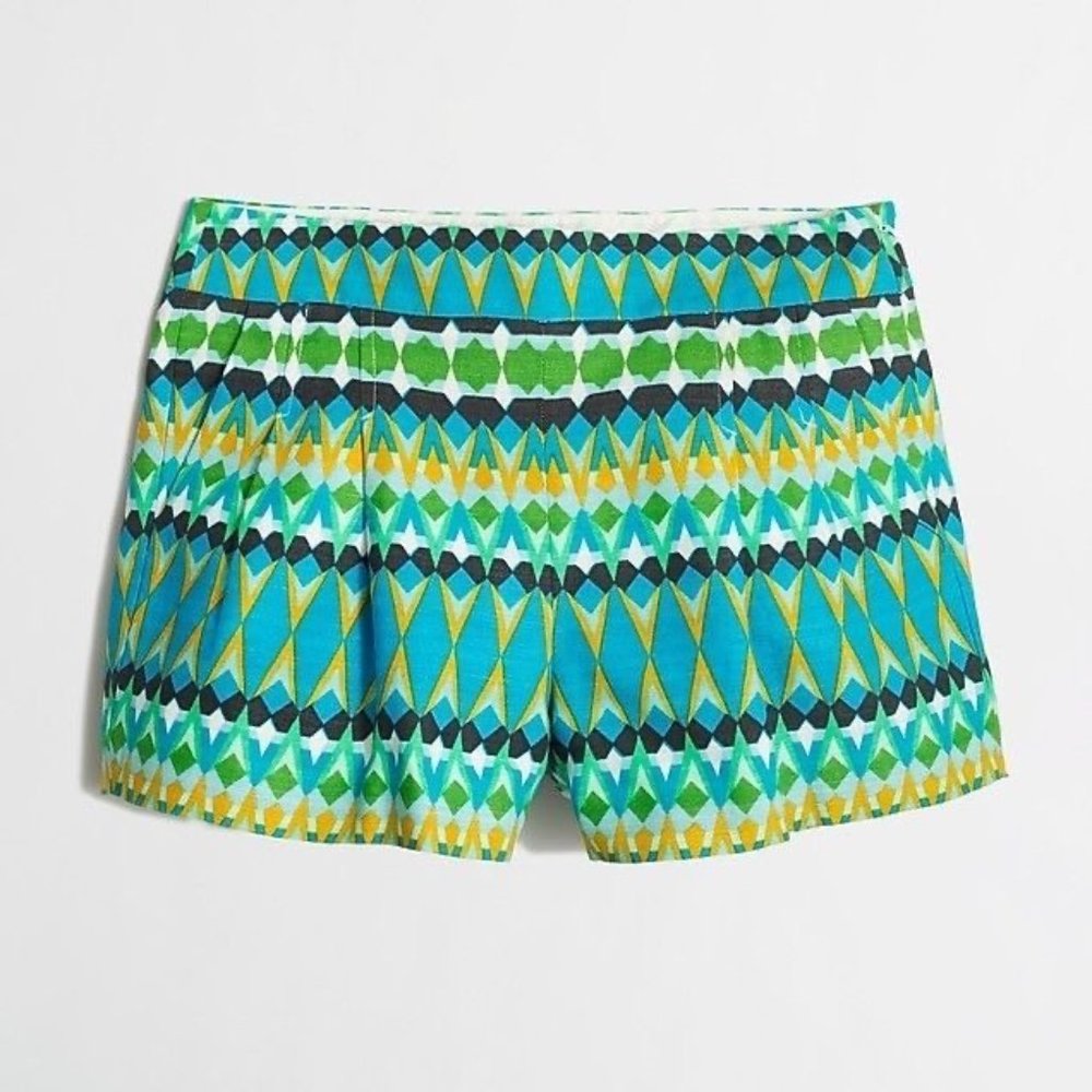 J.Crew Linen Pleat Print Shorts Size 0
